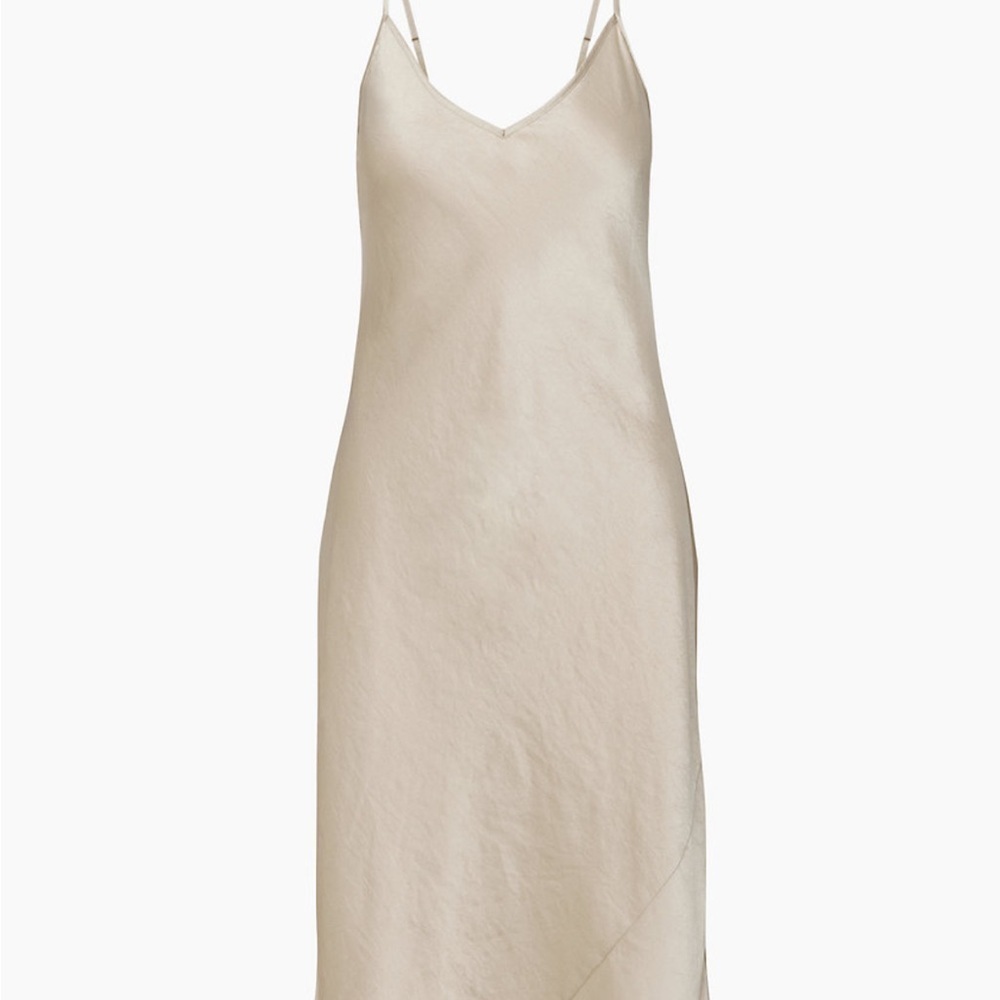 Wilfred- Only Slip Satin Midi Dress- HUMUS BEIGE- Size Small 👡👗✨ - Picture 5 of 12